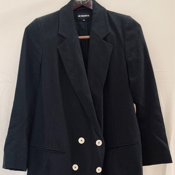 +MINT+ ANN DEMEULEMEESTER heavy cotton, oversized/long black blazer (EUR 42) - Picture 2 of 15